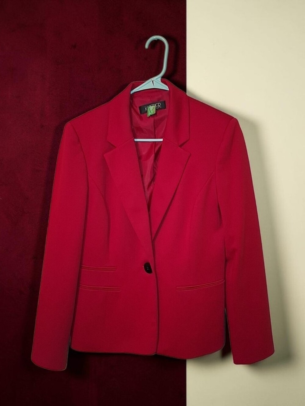 Kasper Red One-Button Lined Single-Breasted Blazer Jacket Womens Size 10